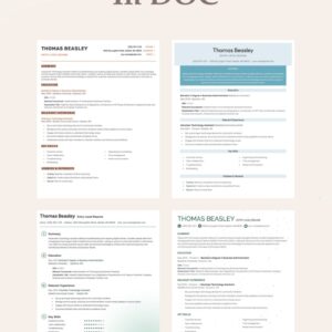 Editable Word File Professional Resume Templates + “How to Write Resume” DOC